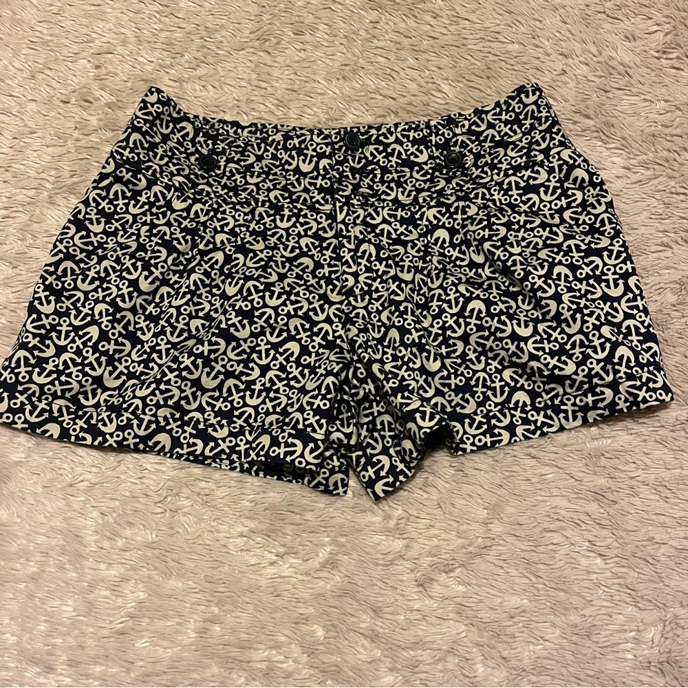 Anthropologie Anchor Print High Waist Cotton Shorts (Hei Hei) Sz 6